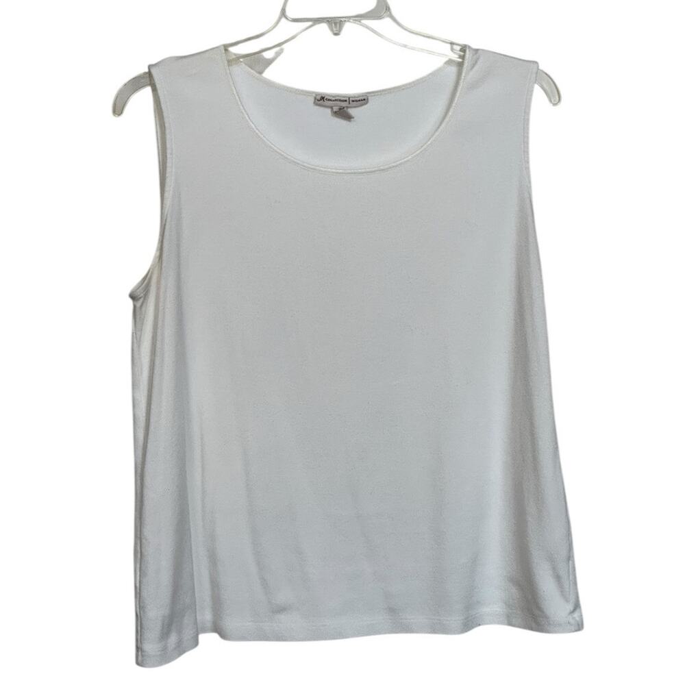 JM Collection‎ Womens Tank Top XXL 2XL White Trim at Neckline Sleeveless Shirt